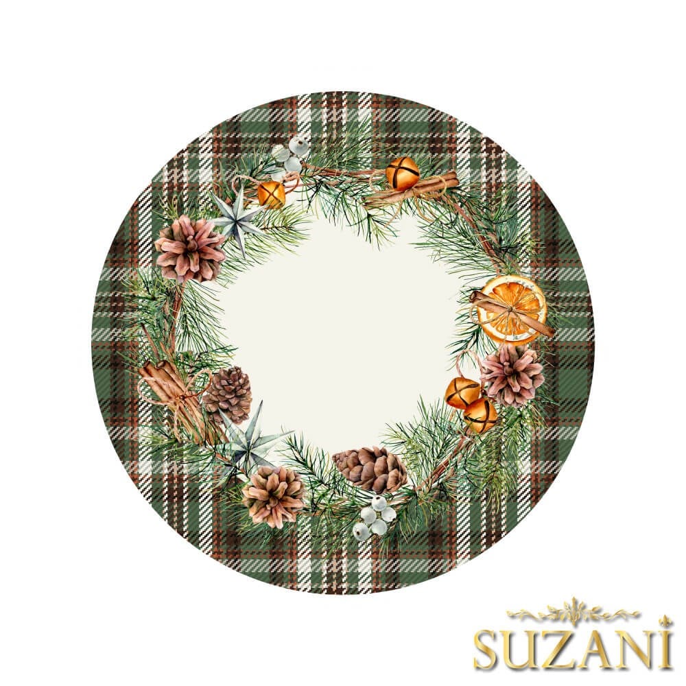 Haki Ekose Desenli 3'lü Supla Kumaşı