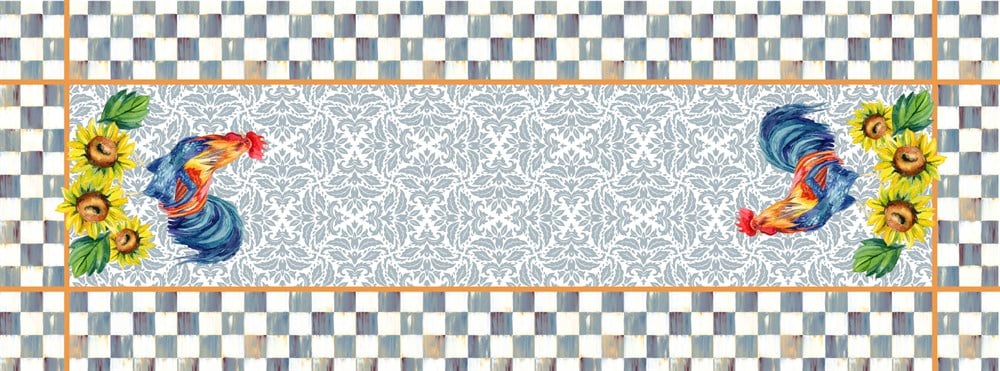 Horoz Desenli Dikişsiz Runner Kumaşı