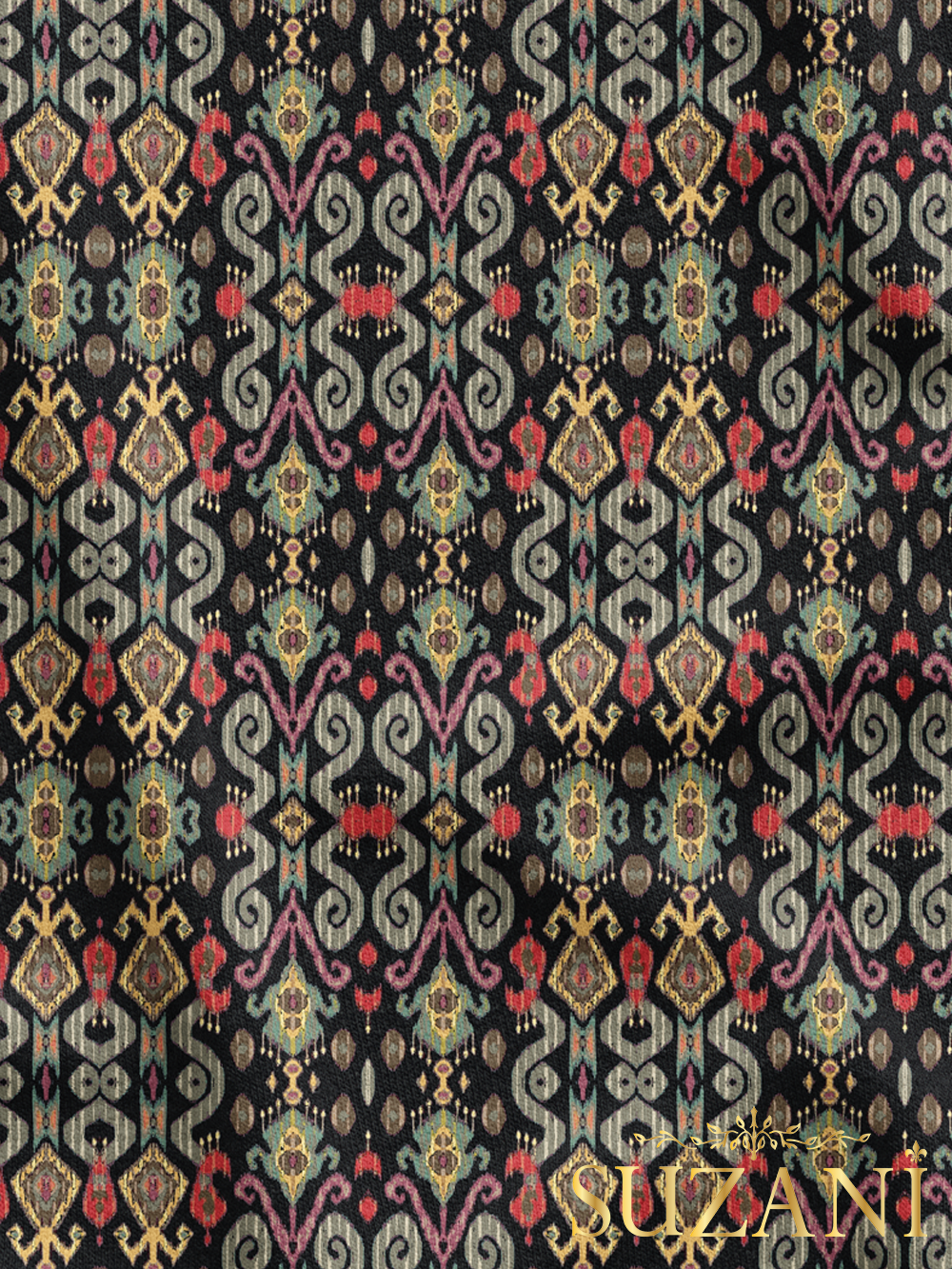 İkat Desenli Dijital Baskılı Kumaş