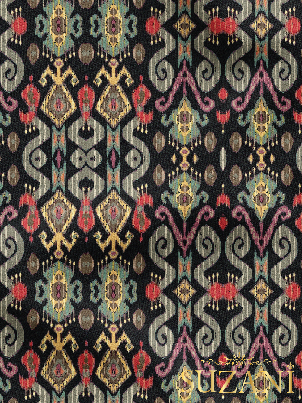 İkat Desenli Dijital Baskılı Kumaş