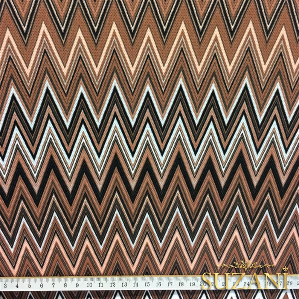 Kahve Renk Geçişli Zigzag Kumaş