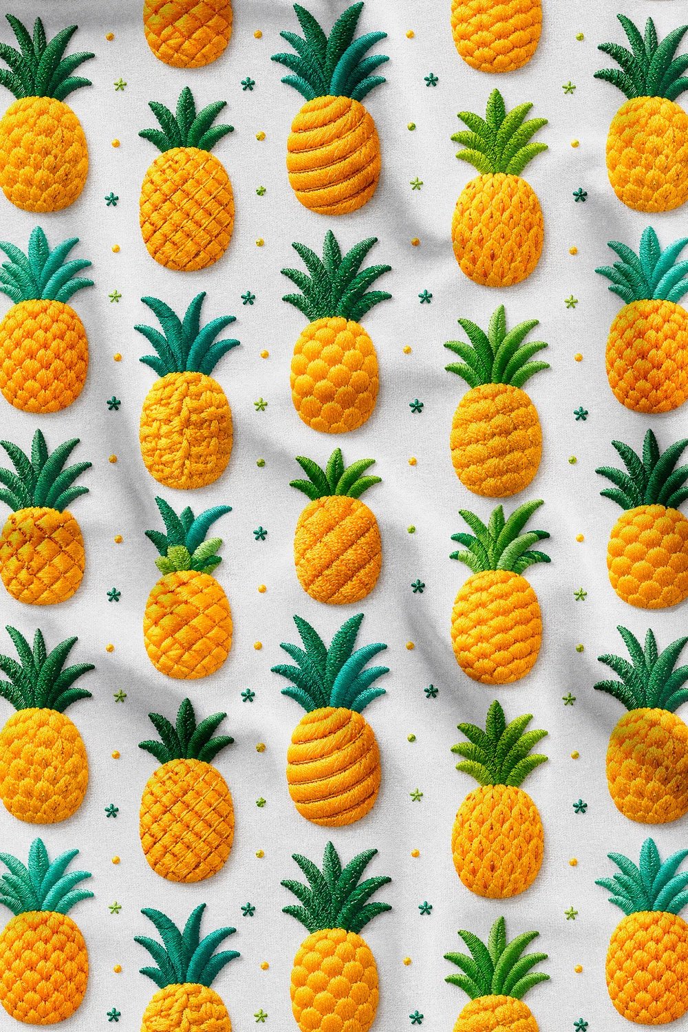 Keten Zeminli Capri Ananas Desenli Dijital Baskılı Kumaş