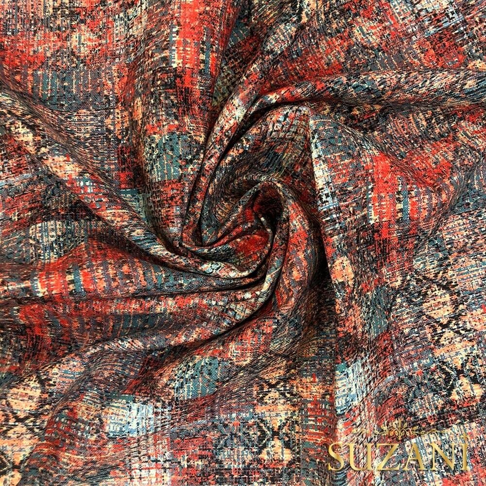 Kiremit Desenli Dijital Baskılı Kumaş