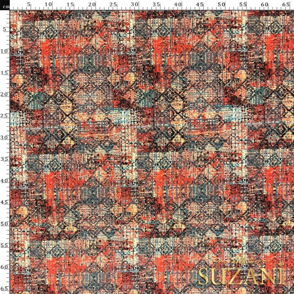 Kiremit Desenli Dijital Baskılı Kumaş