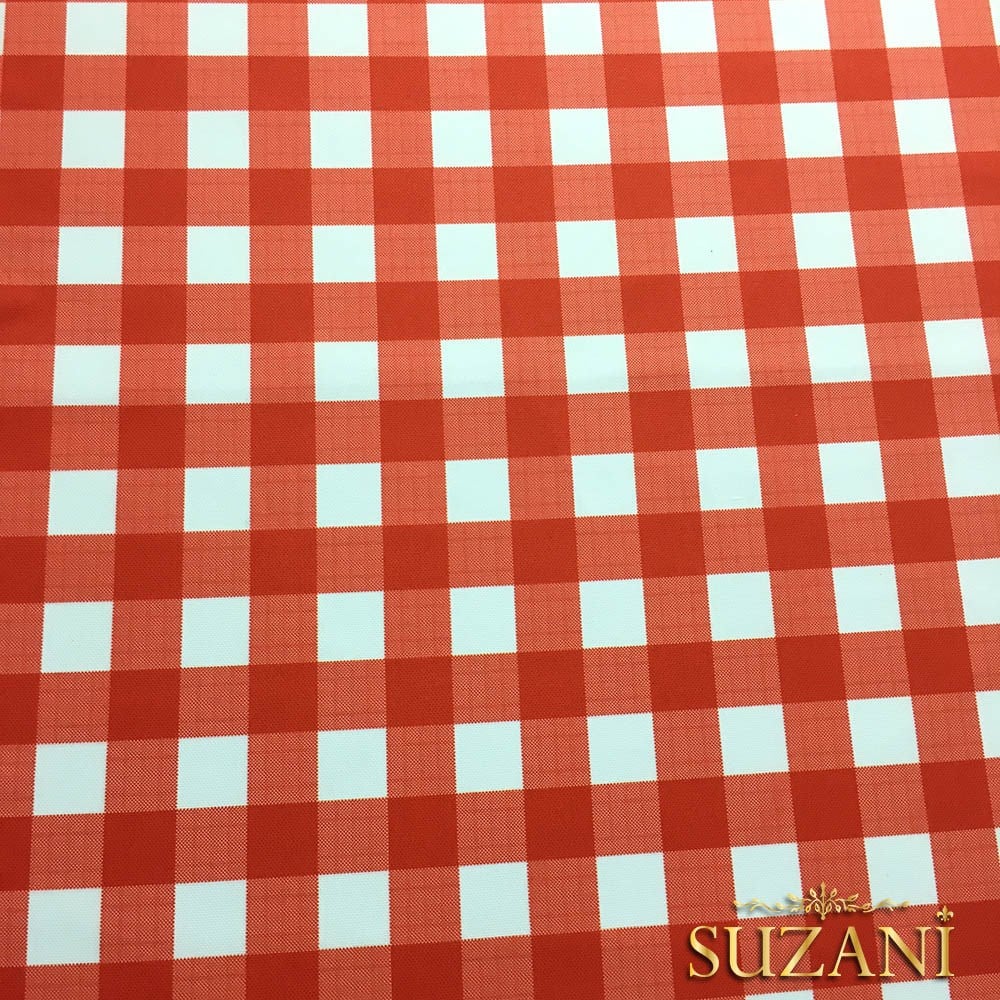 Kırmızı Beyaz Klasik Ekose Desenli Kumaş