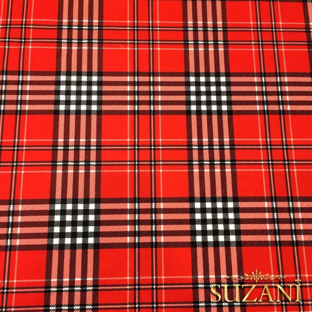 Kırmızı Beyaz Tartan Ekose Kumaş