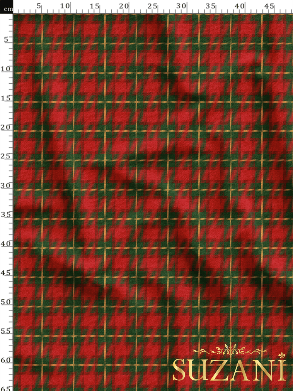 Kırmızı Ekose Desenli Dijital Baskılı Kumaş