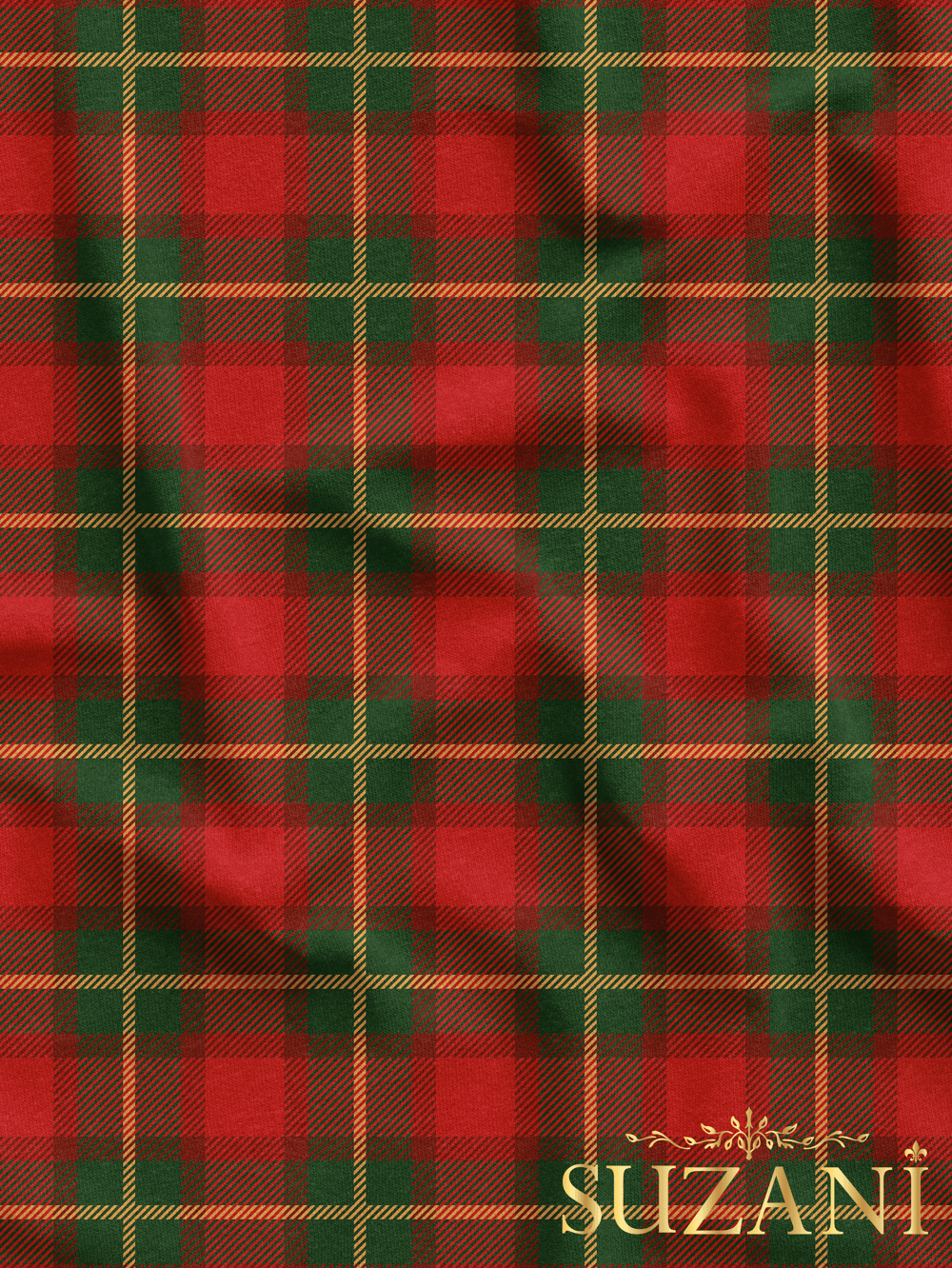 Kırmızı Ekose Desenli Dijital Baskılı Kumaş