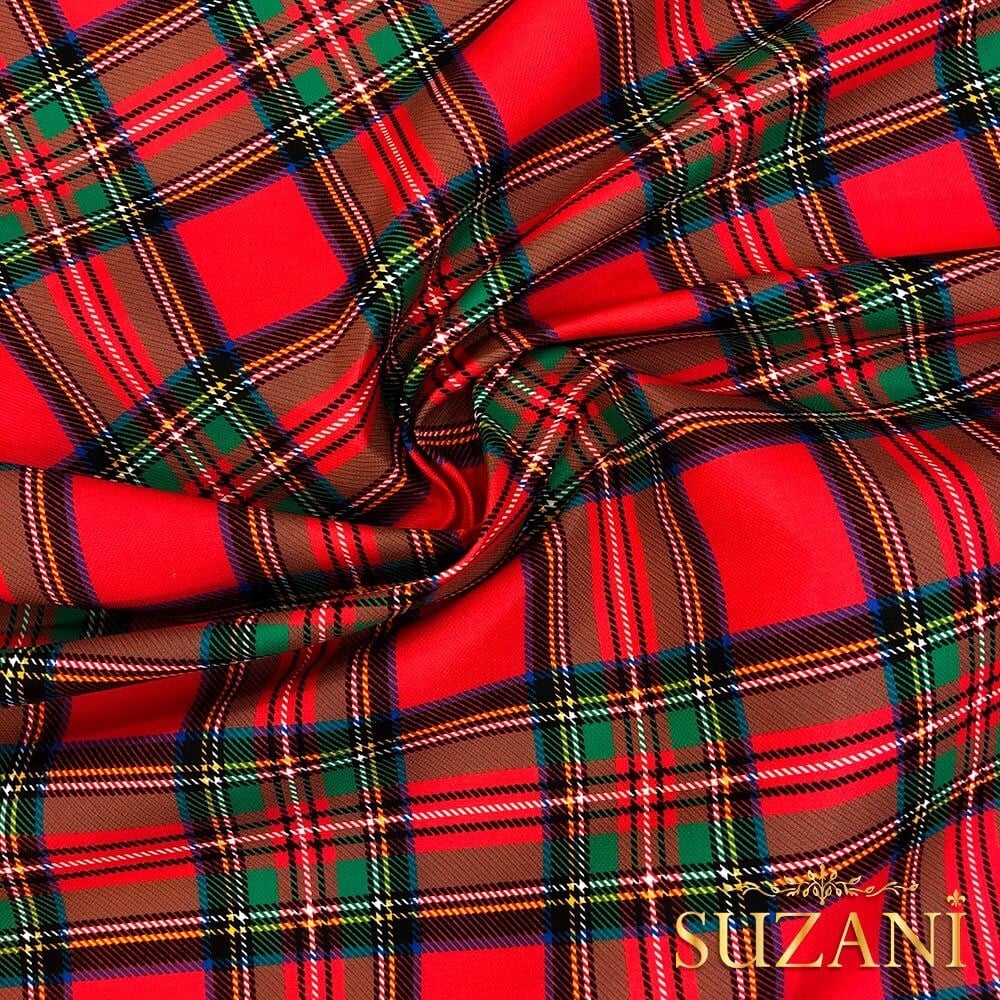 Kırmızı Ekose Desenli Dijital Baskılı Kumaş