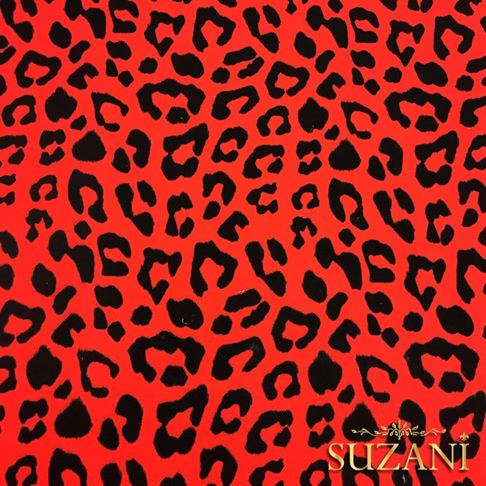 Kırmızı Leopar Desenli Kumaş
