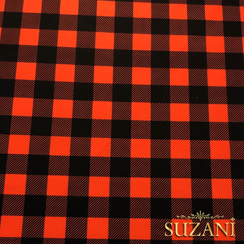 Kırmızı Siyah Klasik Ekose Desenli Kumaş