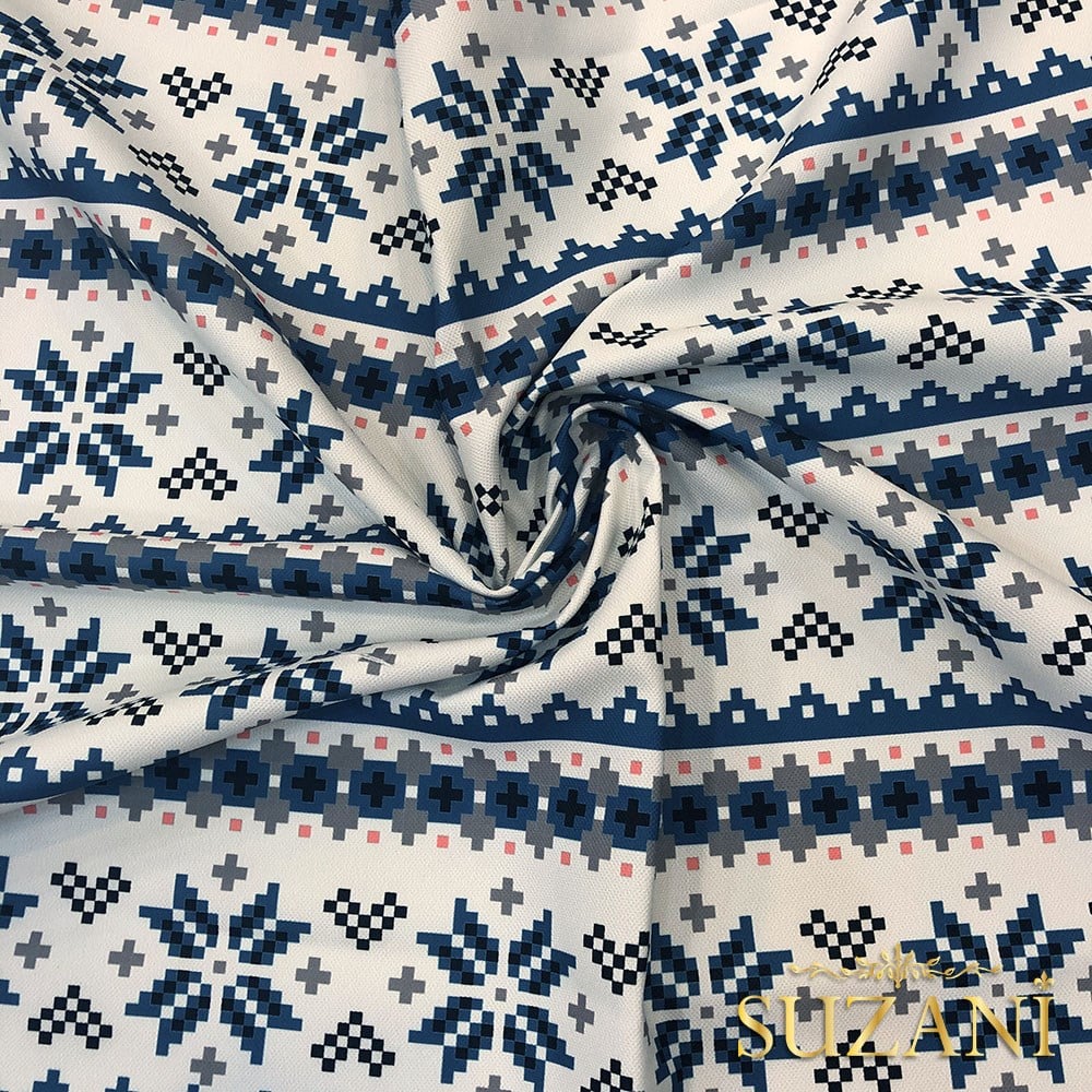 Kış Motif Desenli Dijital Baskılı Kumaş