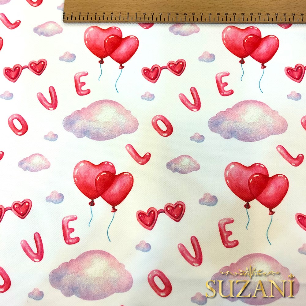 Love Yazılı Dijital Baskılı Kumaş