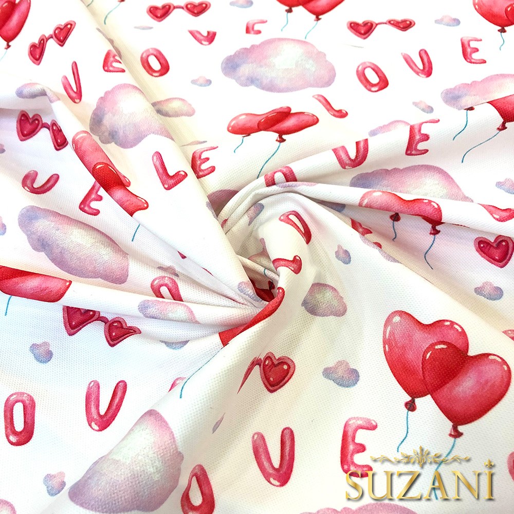 Love Yazılı Dijital Baskılı Kumaş