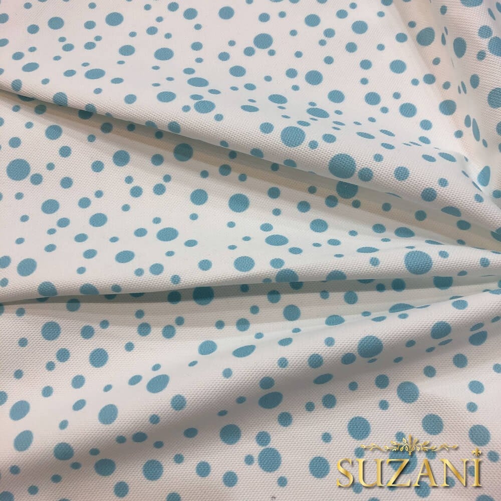 Mavi Damlacık Desenli Dijital Baskılı Kumaş