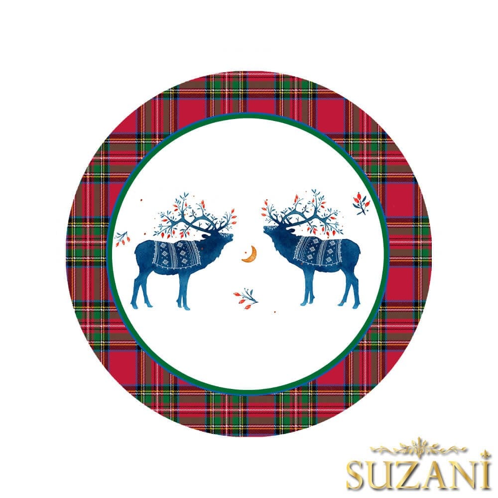 Mavi Geyik Desenli 3'lü Supla Kumaşı