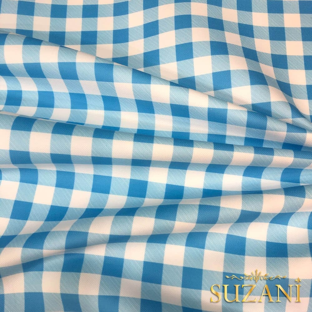 Mavi Pötikare Desenli Dijital Baskılı Kumaş