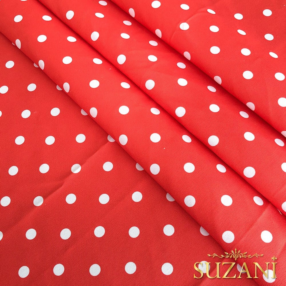 Mercan Puantiye Desenli Dijital Baskılı Kumaş