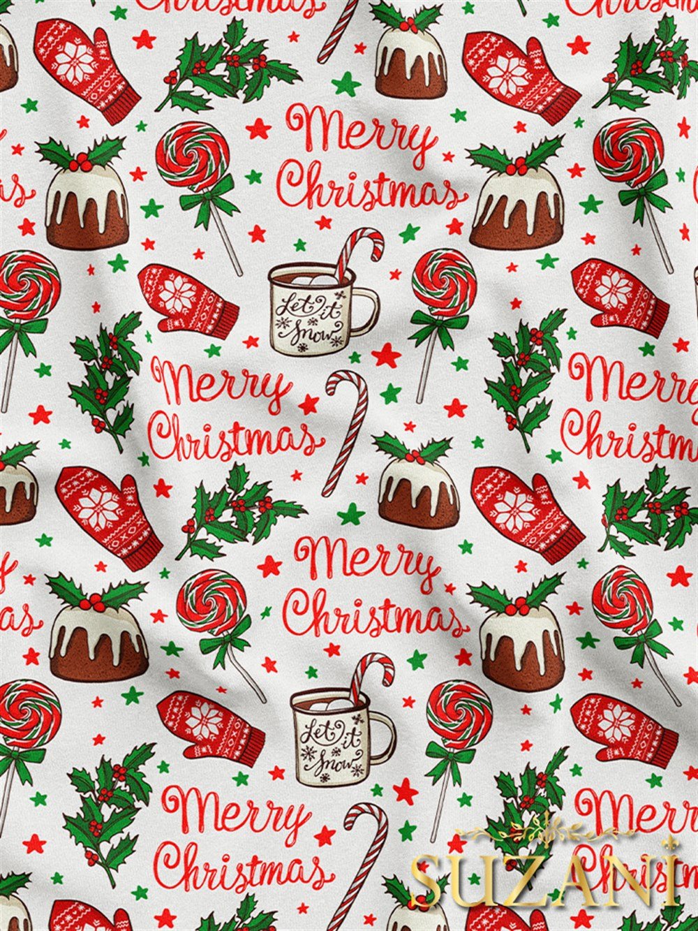 Merry Christmas Dijital Baskılı Kumaş