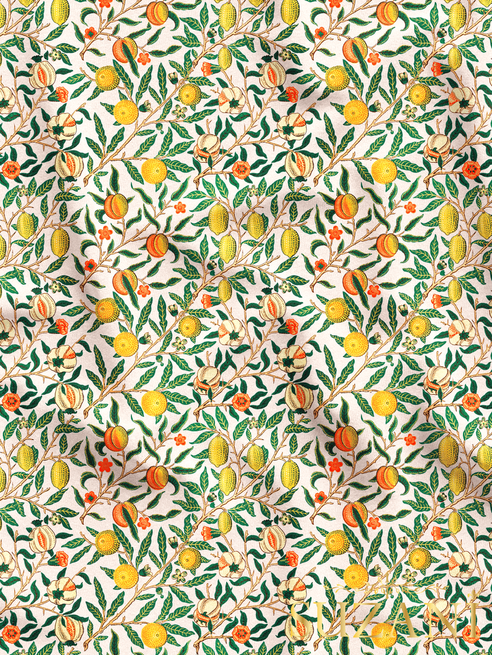 Meyve Ağacı Desenli Dijital Baskılı Kumaş