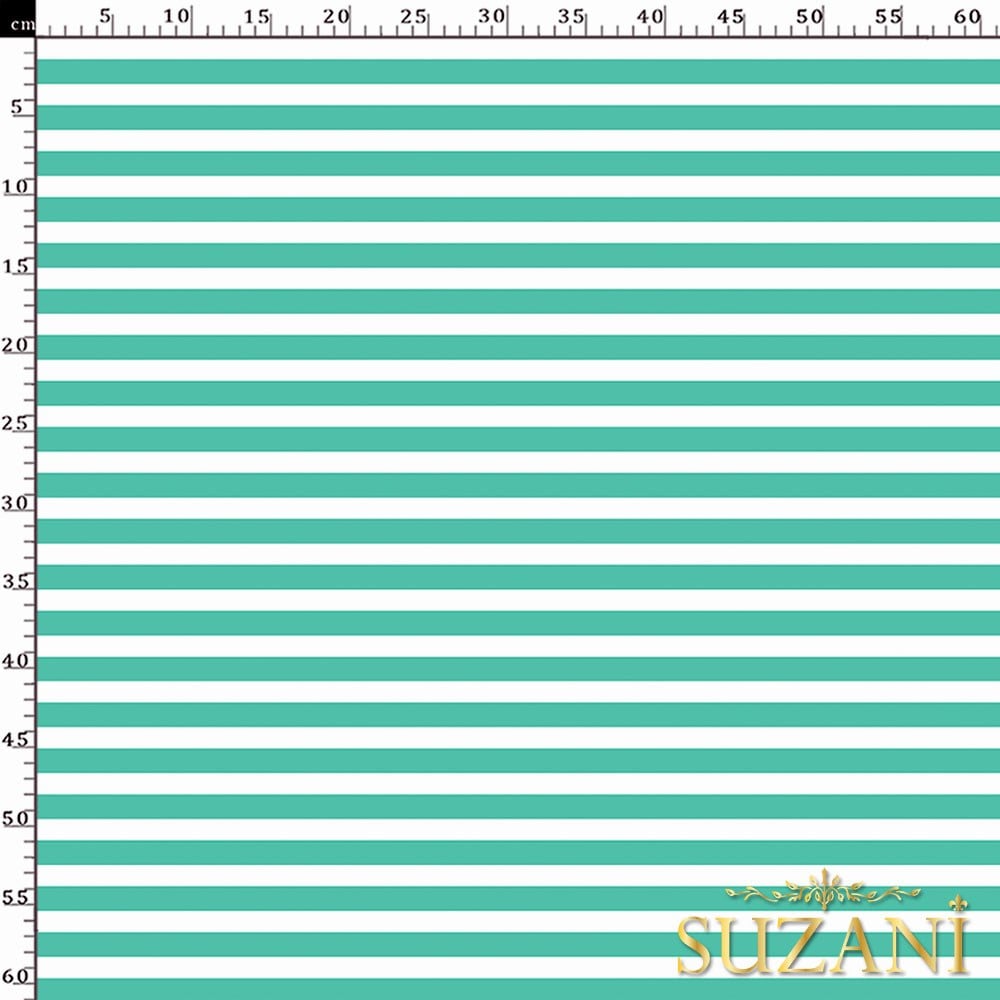 Mint Yatay Çizgi Desenli Dijital Baskılı Kumaş