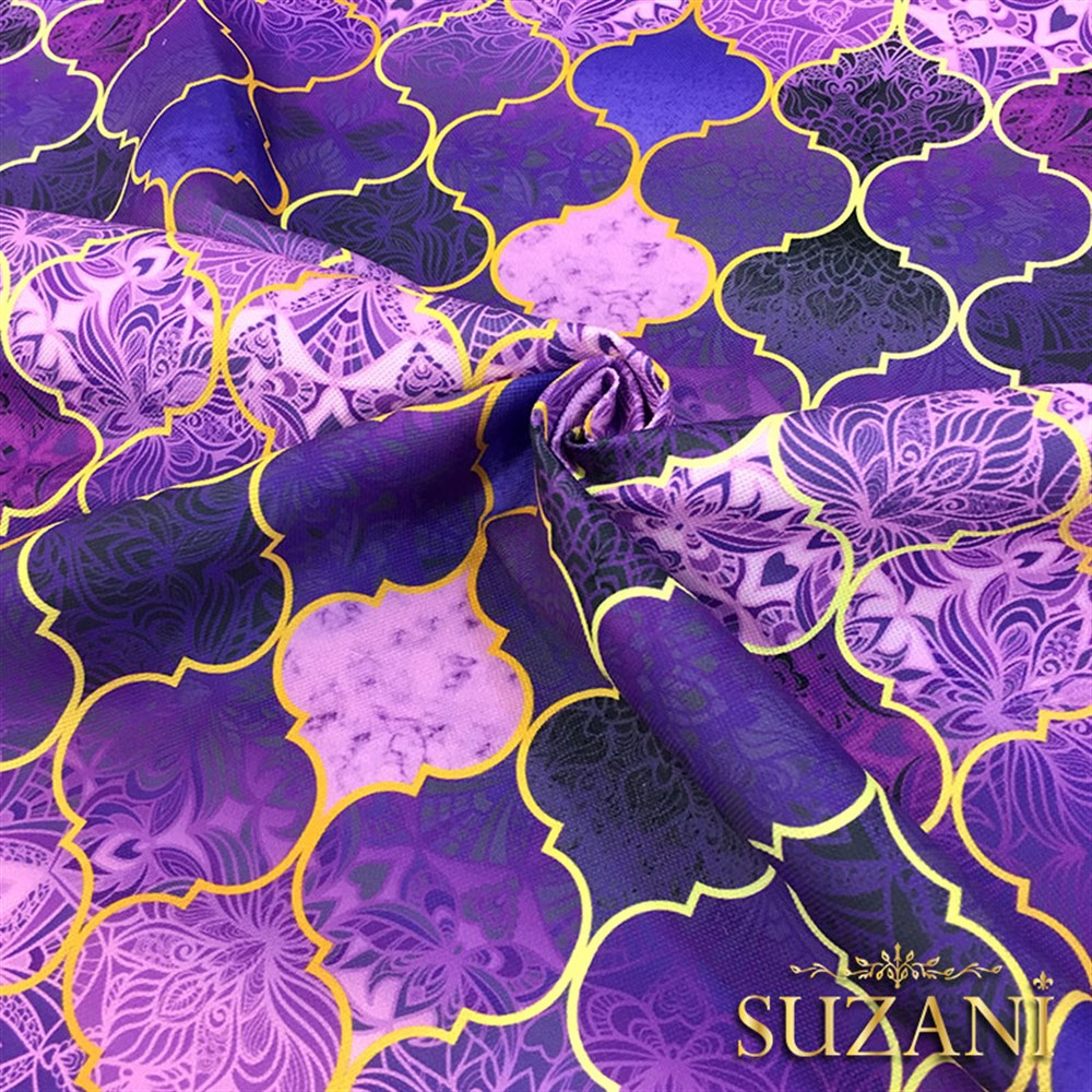 Motifli Mor Moroccan Desenli Kumaş