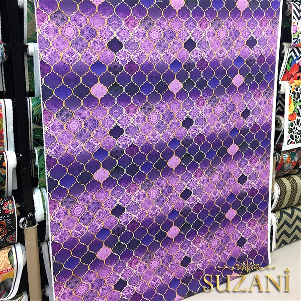 Motifli Mor Moroccan Desenli Kumaş