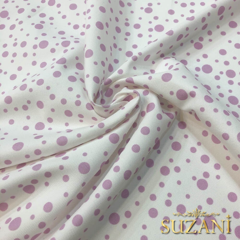 Pembe Damlacık Desenli Dijital Baskılı Kumaş