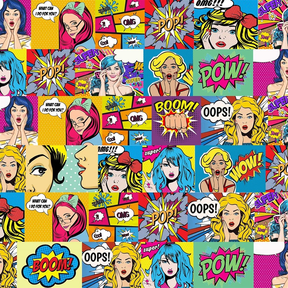 Pop Art Desenli Dijital Baskılı Kumaş