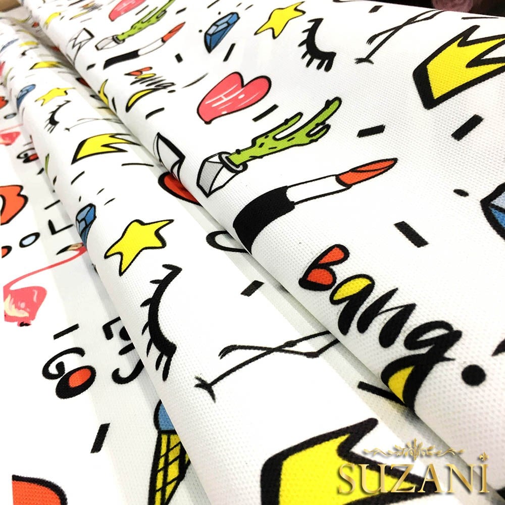 Pop Art Dudak Desenli Kumaş