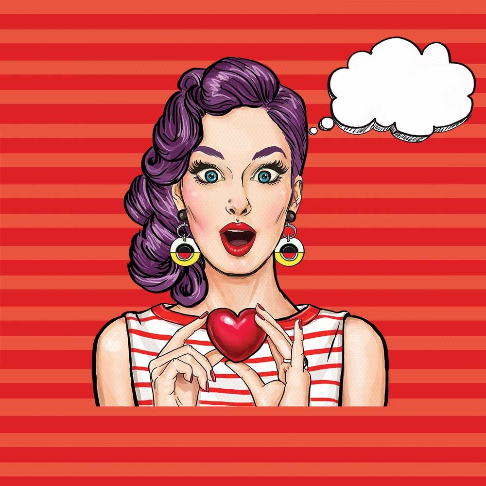 Pop Art Kadın 70x70cm Pano Baskılı Kumaş