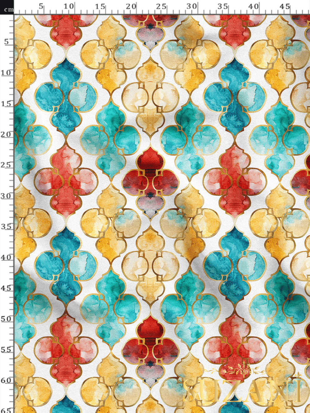Ramazan Temalı Geometrik Renkli Desenli Dijital Baskılı Kumaş