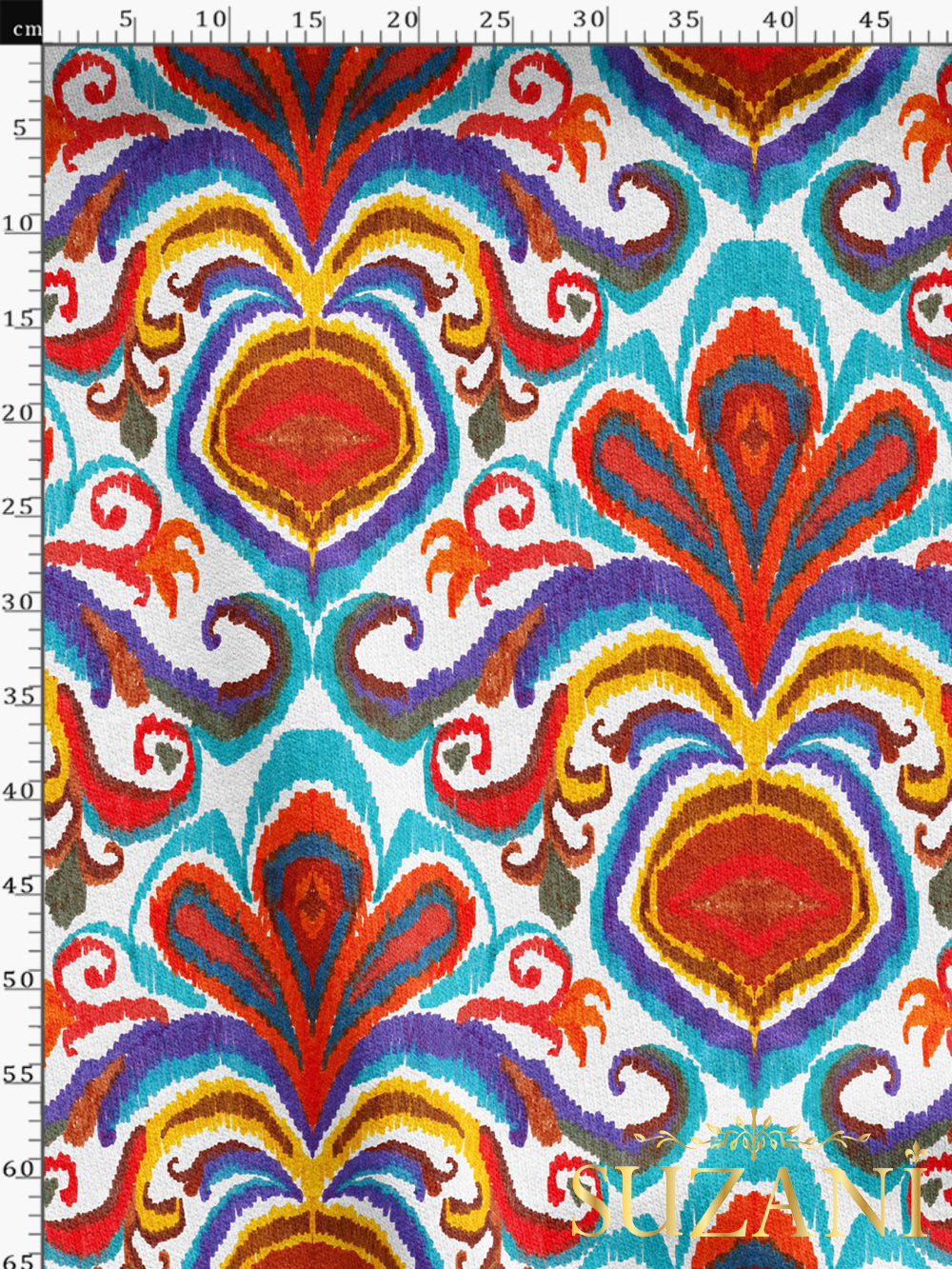 Renkli İkat Desenli Dijital Baskılı Kumaş