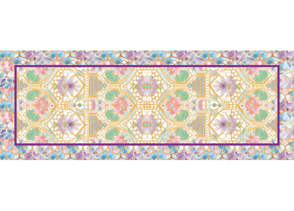 Renkli Motif Desenli Dikişsiz Runner Kumaşı