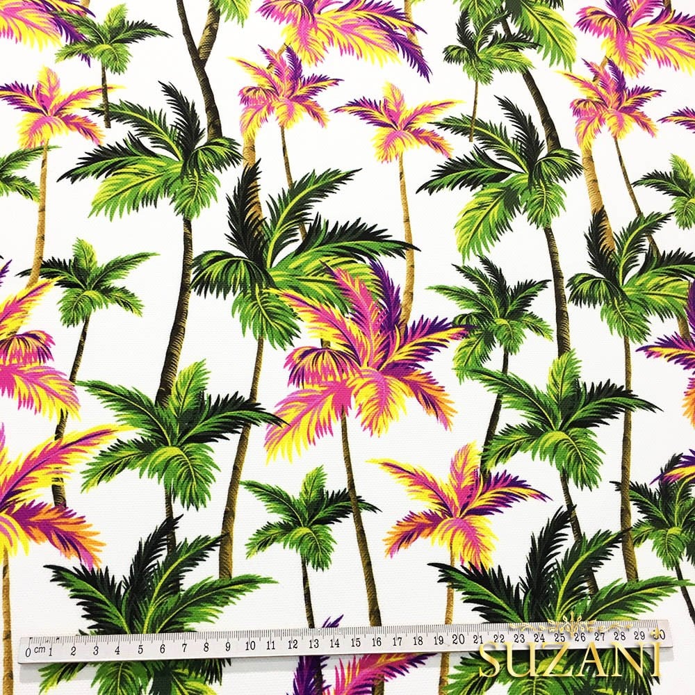 Renkli Palmiyeler Desenli Kumaş
