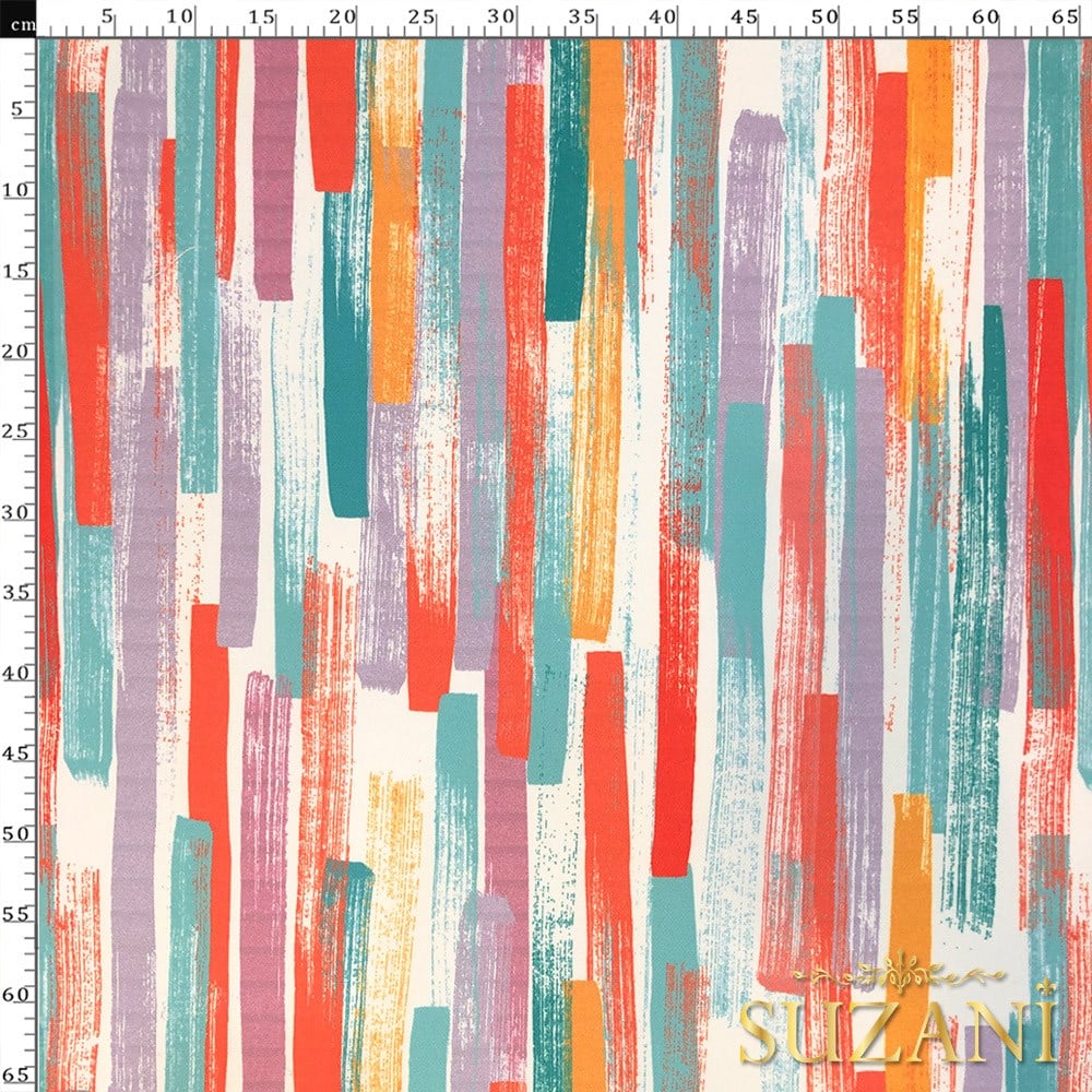 Renkli Pastel Çizgili Dijital Baskılı Kumaş