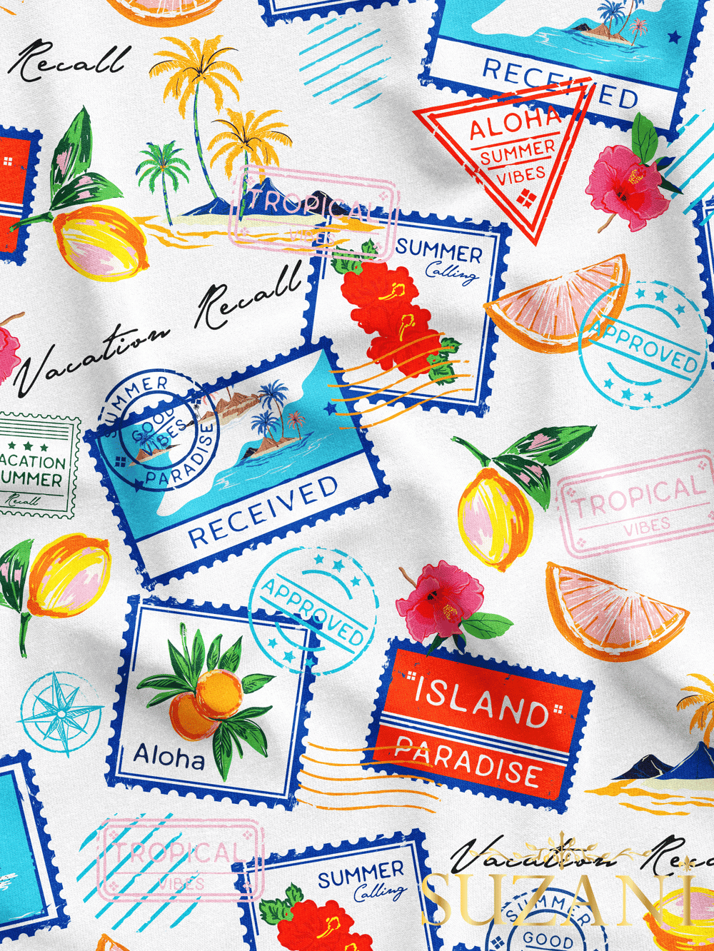 Renkli Yaz Desenli Dijital Baskılı Kumaş