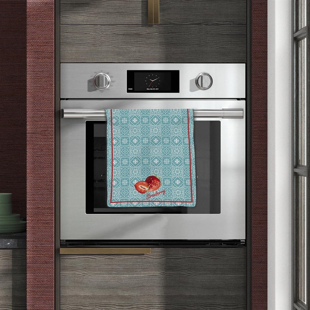 Retro Çilek Desenli Dikişsiz 4lü Fırın Örtüsü Kumaşı