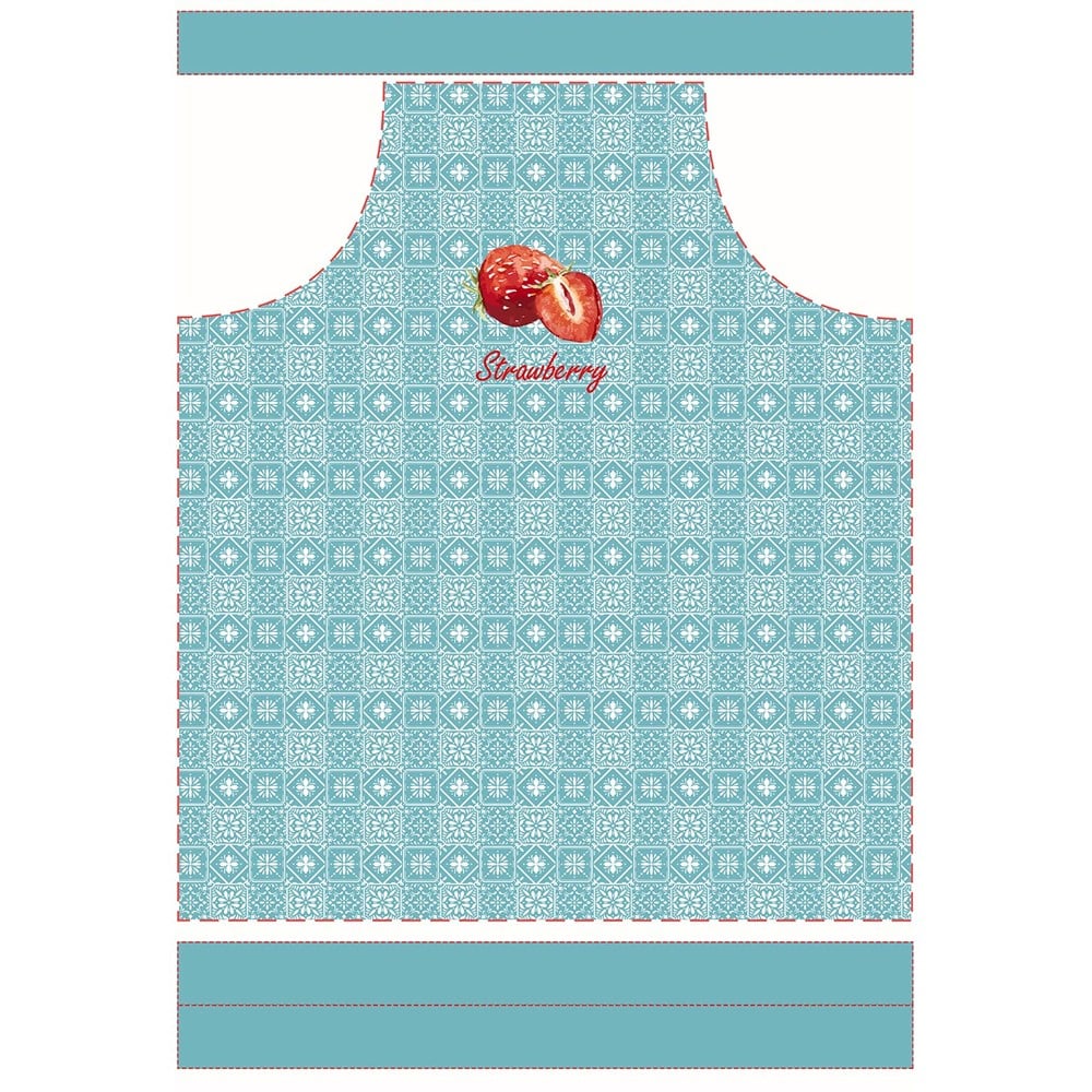 Retro Çilek Desenli Mutfak Önlüğü Kumaşı