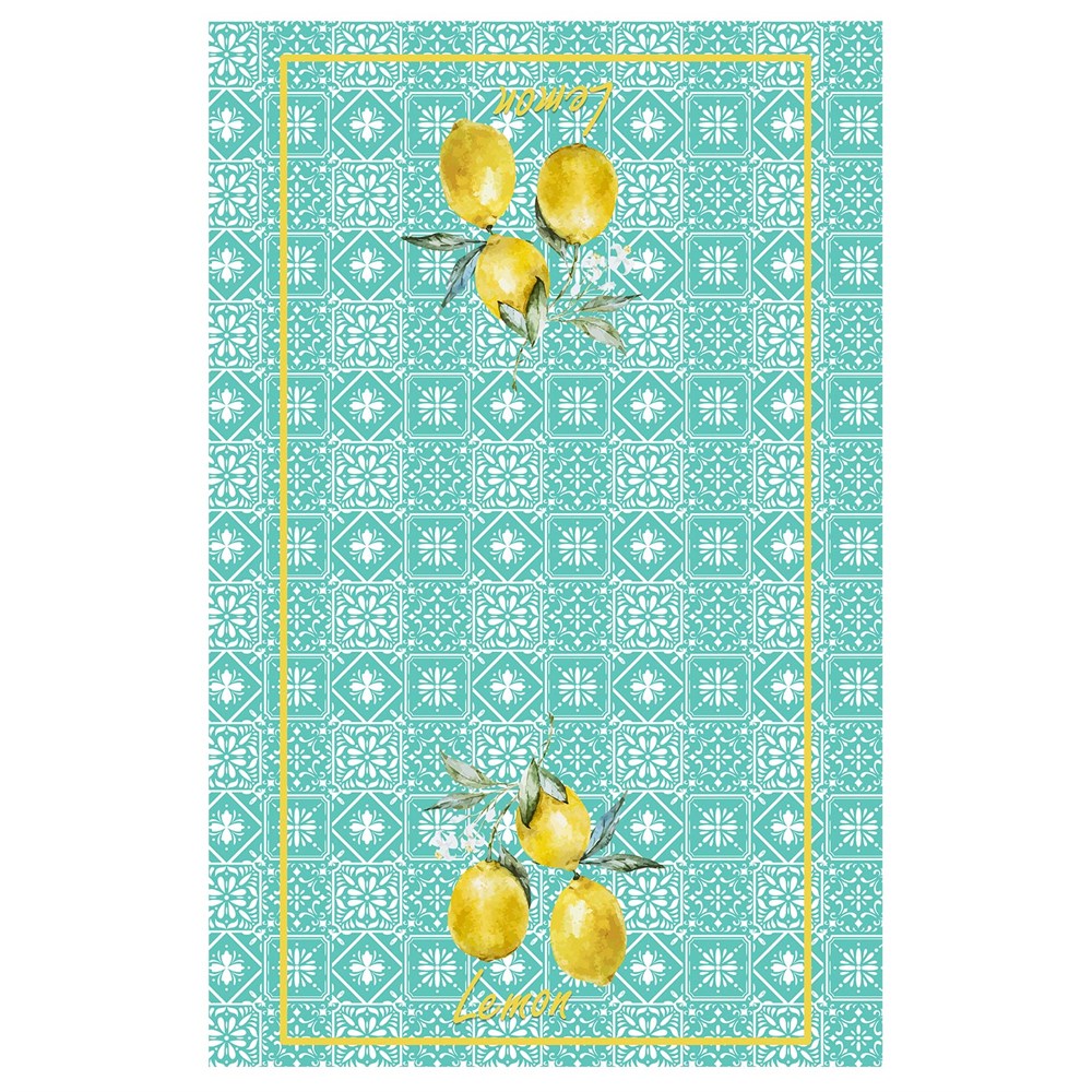 Retro Limon Desenli Dikişsiz 4lü Fırın Örtüsü Kumaşı