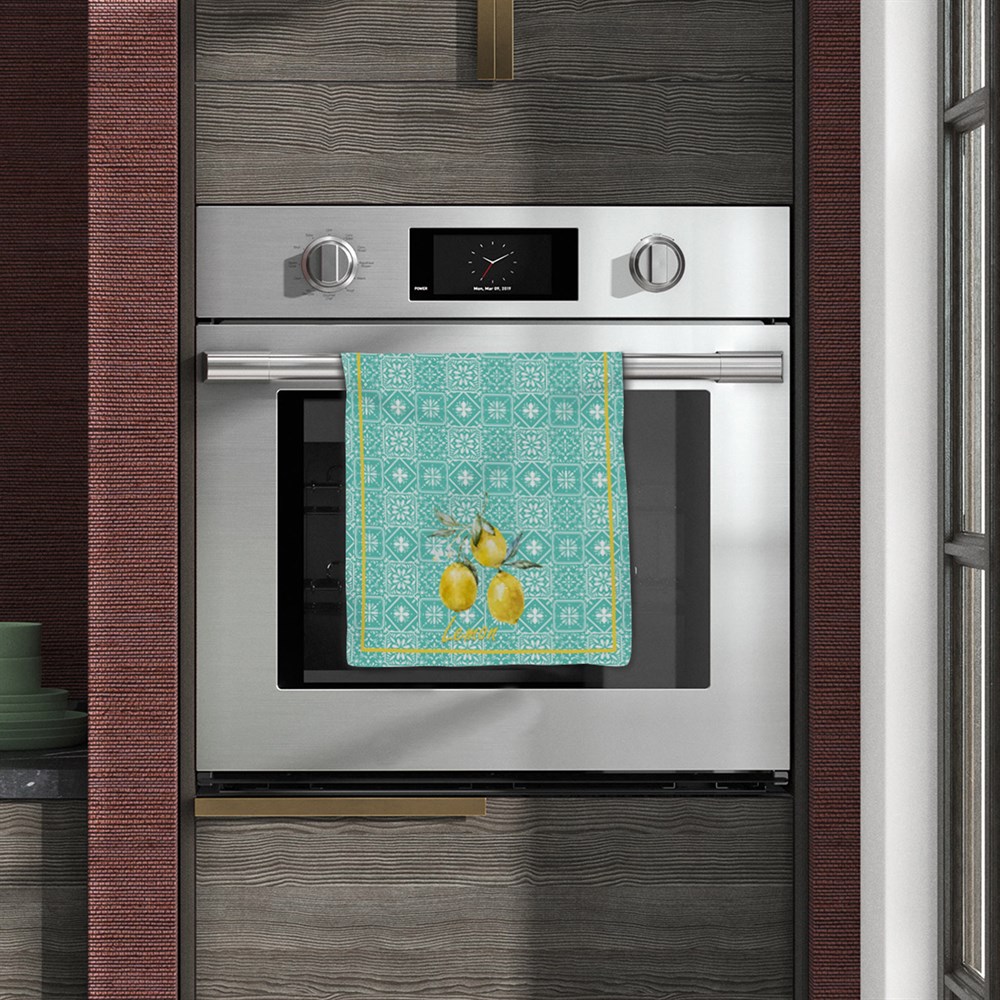 Retro Limon Desenli Dikişsiz 4lü Fırın Örtüsü Kumaşı