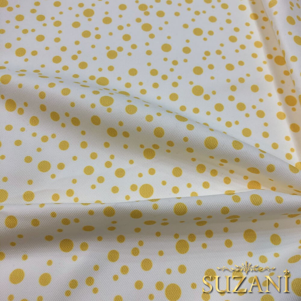 Sarı Damlacık Desenli Dijital Baskılı Kumaş