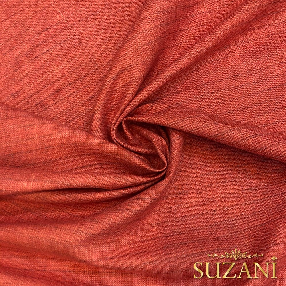 Şeftali Keten Görünümlü Dijital Baskılı Kumaş