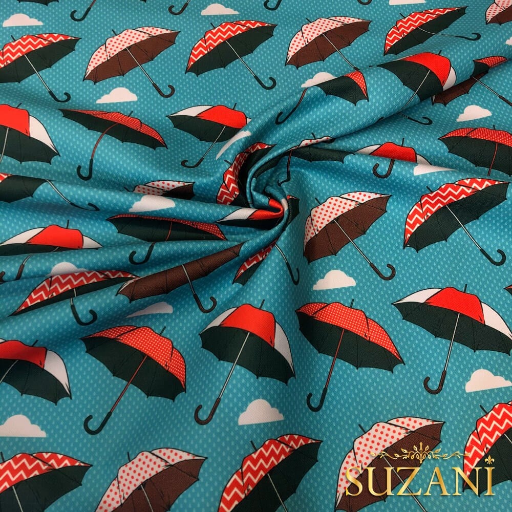 Şemsiye Desenli Dijital Baskılı Kumaş