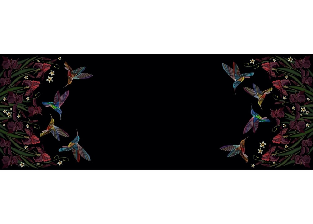 Sinek Kuşu Desenli Dikişsiz Runner Kumaşı