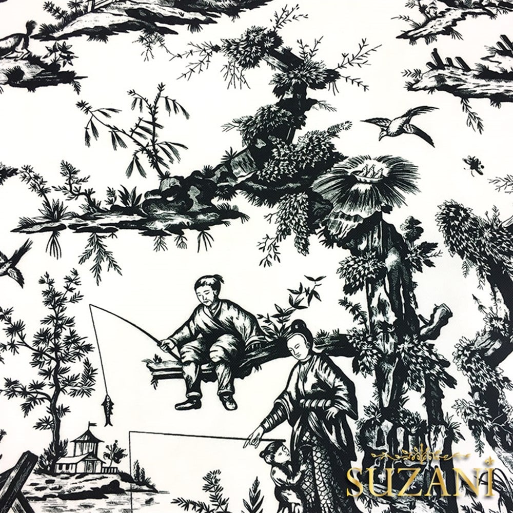 Siyah Beyaz Japon Çini Kumaş