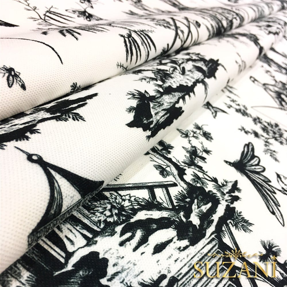 Siyah Beyaz Japon Çini Kumaş
