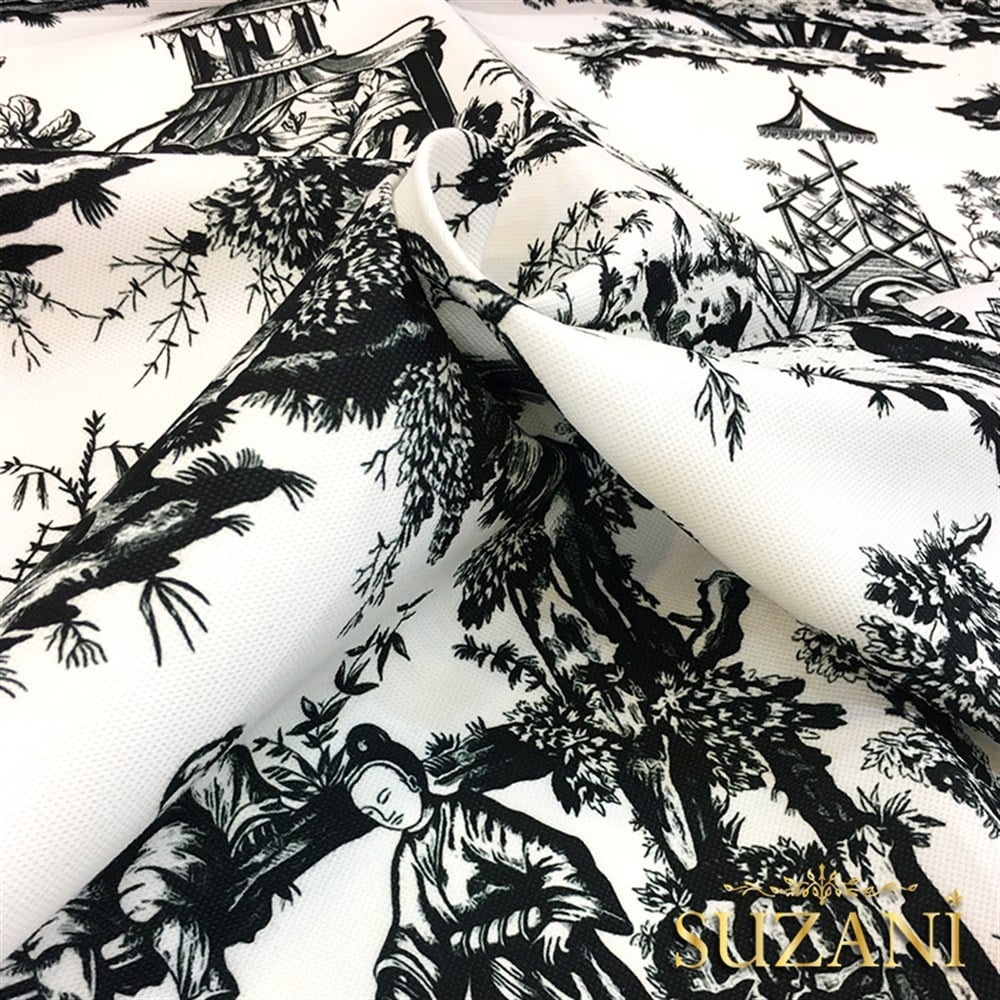Siyah Beyaz Japon Çini Kumaş