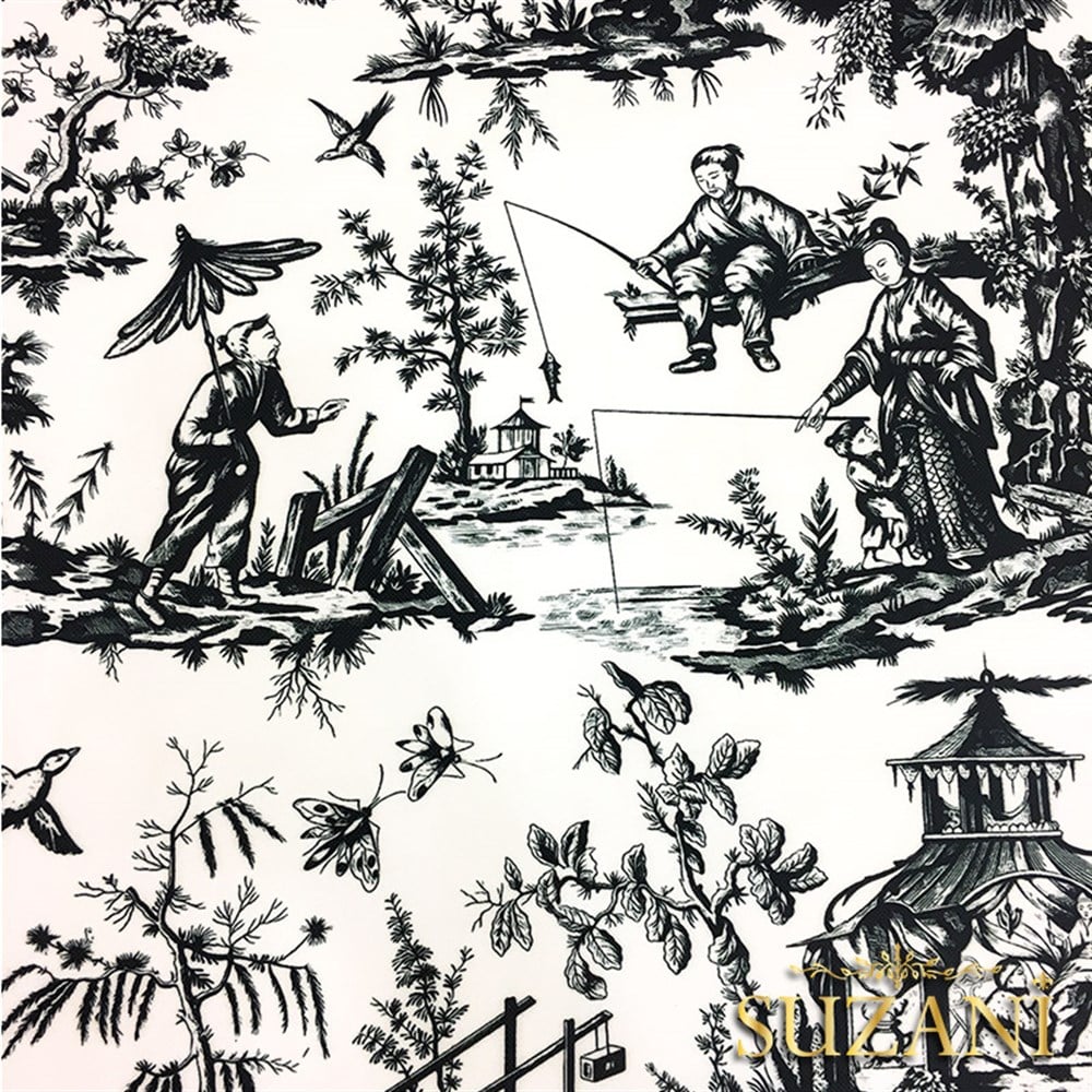 Siyah Beyaz Japon Çini Kumaş