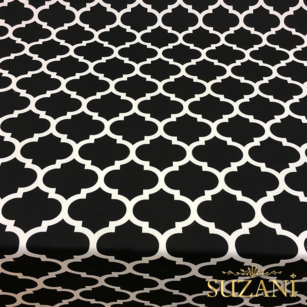 Siyah Zemin Fas Desenli Kumaş